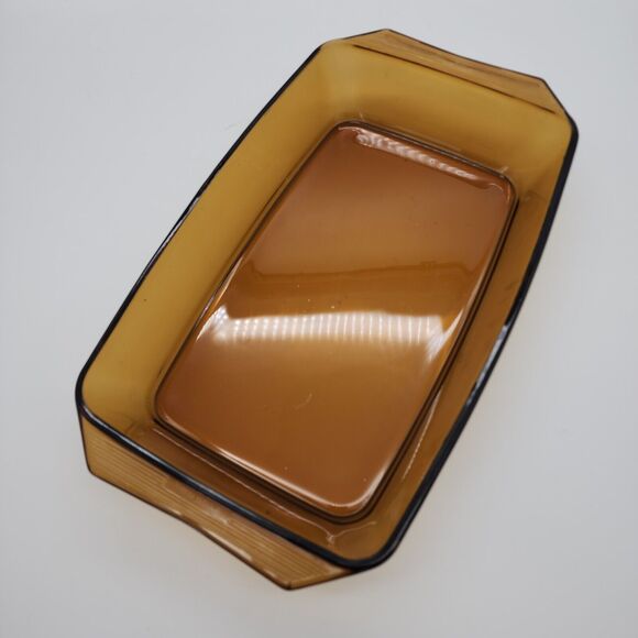 Vintage Arcopal France Glass Casserole Dish Amber Brown Baking Rectangle 13x8" - Picture 1 of 16
